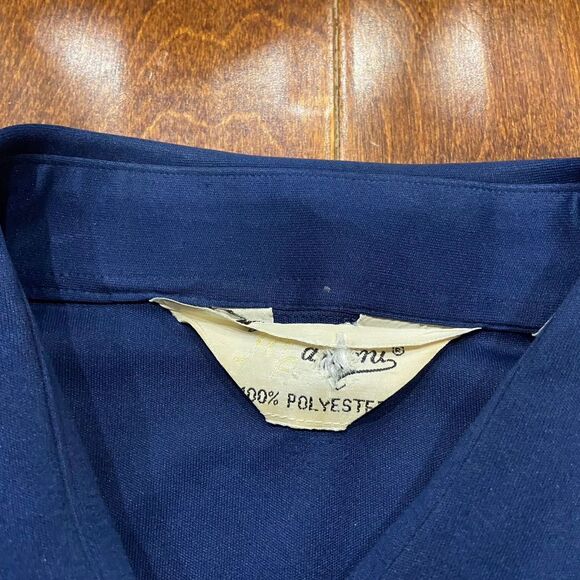 Unbranded Vintage 70s Casual Button Front Navy Polyester Shirt Men's Size Large - Picture 6 of 8